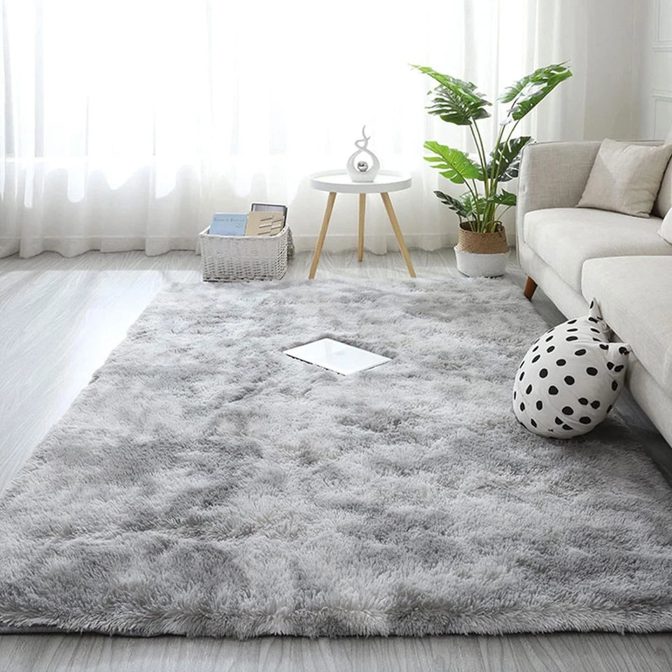 200x300cm Large Fluffy Area Rug Dark / Light Grey