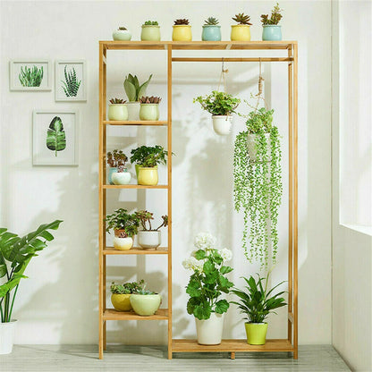 Open Wardrobe Bamboo Clothes Rail