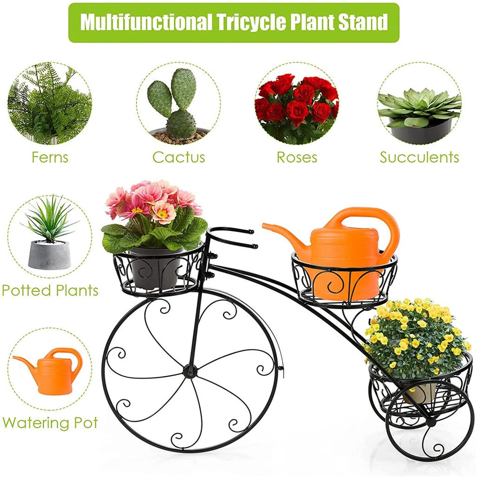 Tricycle Plant Stand Flower Pot Cart Holder