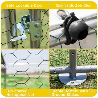 3x6x1.95m Metal Walk-in Chicken Coop