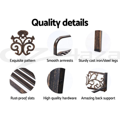 Garden Steel Bench Seat Backyard Chair Bronze