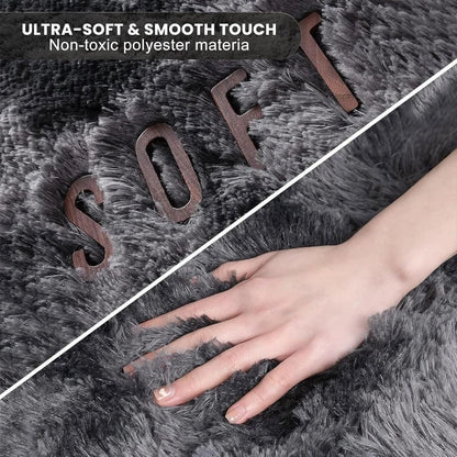 200x300cm Large Fluffy Area Rug Dark / Light Grey