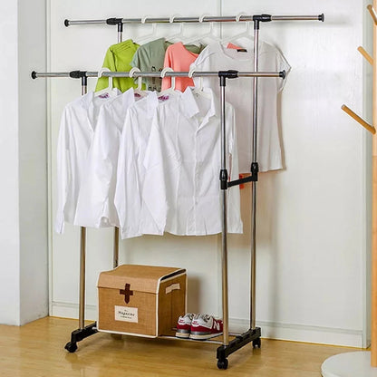 Adjustable Double Clothes Rack Stainless Steel