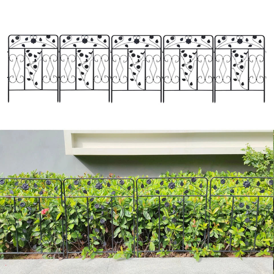 5Pcs Metal Garden Fence Panels