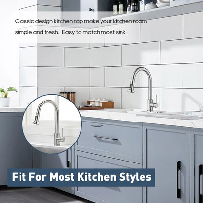 Kitchen Mixer Tap pull out Brushed Nickel 360° Swivel 2-Mode Spray
