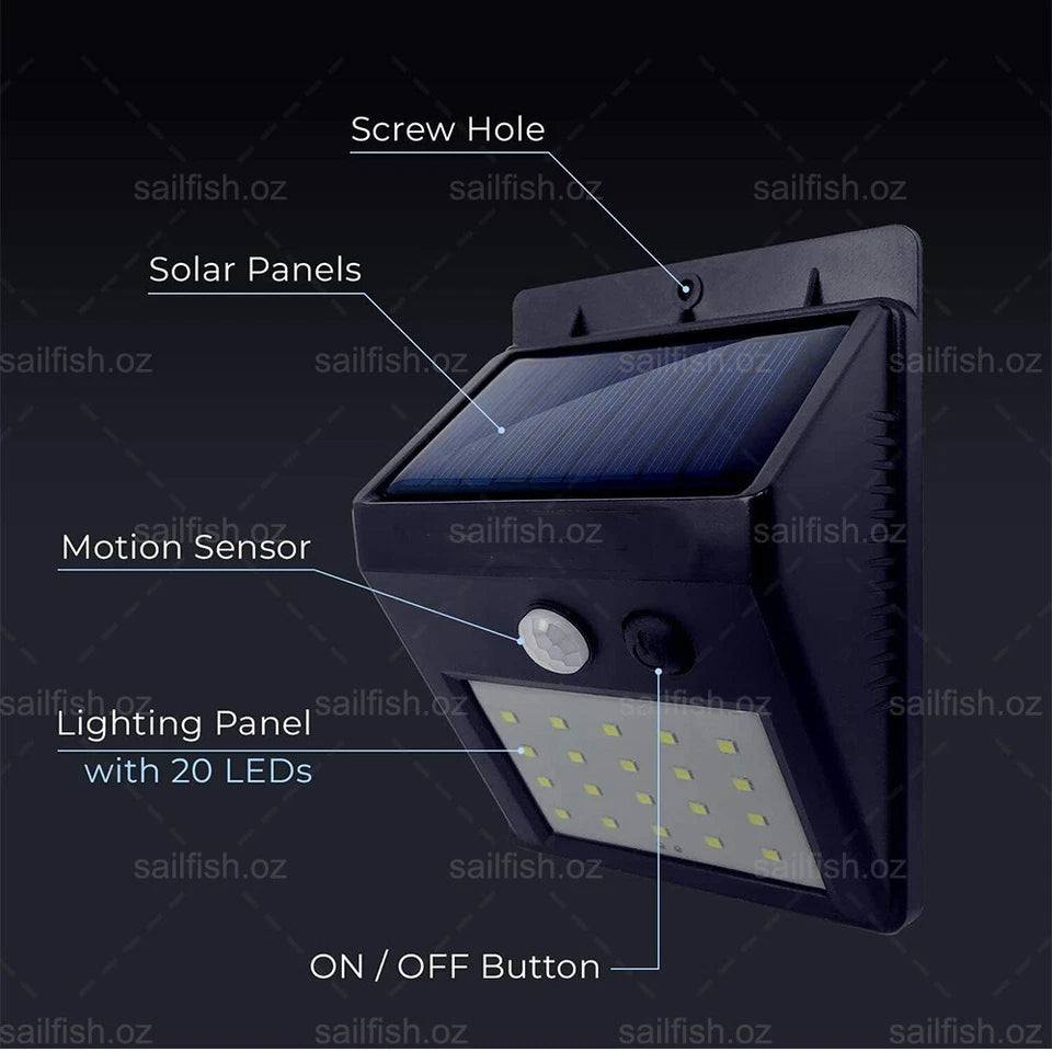 4X 20 LED Solar Powered Sensor Light