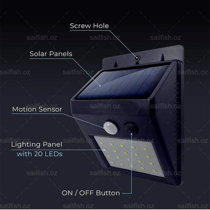 4X 20 LED Solar Powered Sensor Light