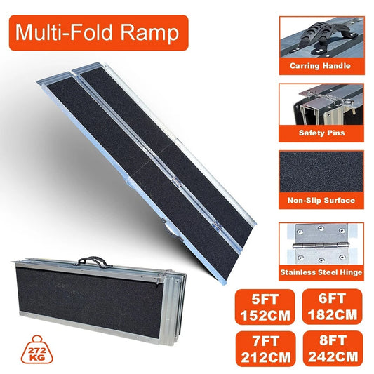 Multi folding Wheelchair Ramp 272kg Rated Portable Non-Slip