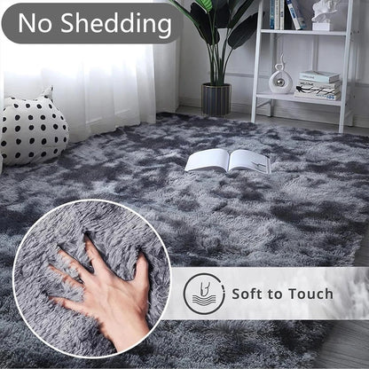 200x300cm Large Fluffy Area Rug Dark / Light Grey