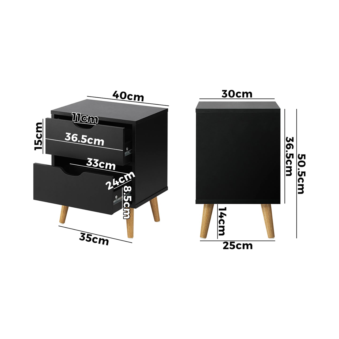 2 Drawers Side Table Bedroom Furniture
