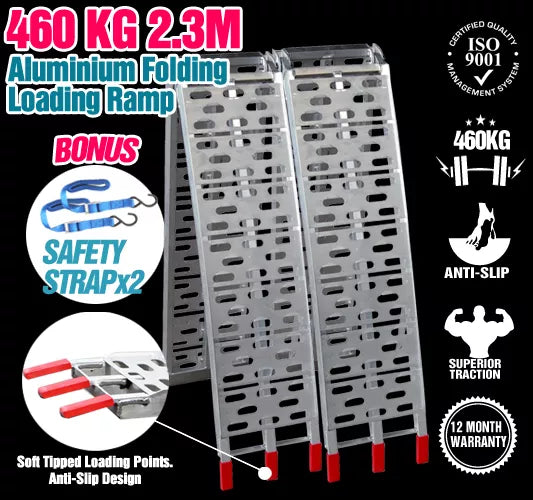 2.3M Pair of 460KG Aluminium Folding Loading Ramps
