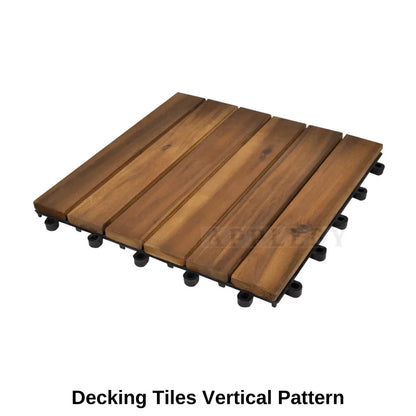 Set of 30 Decking Tiles Vertical Pattern 30 x 30 cm Acacia Hardwood Floor Tile