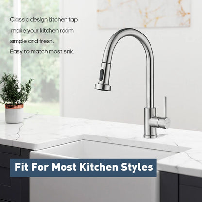 Kitchen Mixer Tap pull out Brushed Nickel 360° Swivel 2-Mode Spray