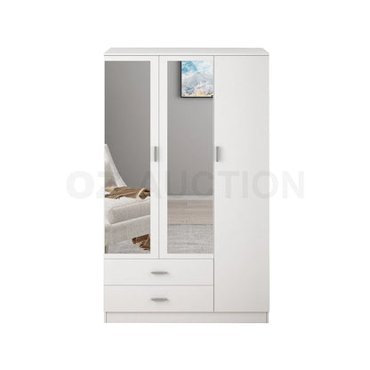 3 Door 2 Drawer Mirrored Wardrobe Cabinet 4 Storage Shelves
