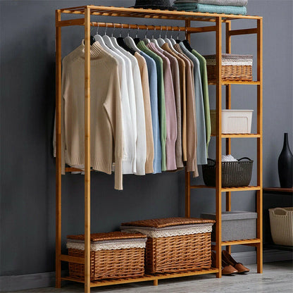 Open Wardrobe Bamboo Clothes Rail