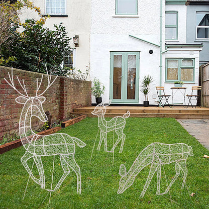 3PCS Christmas Iron Reindeer Elk Led Light Decoration