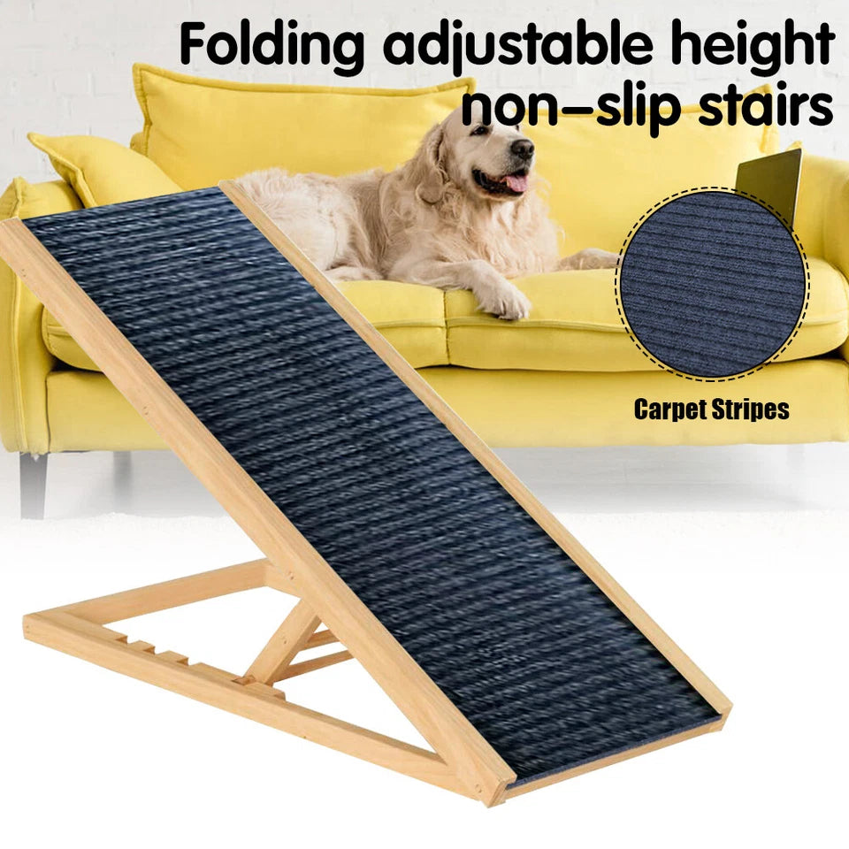 Foldable Pet Ramp Adjustable Height Dogs Stairs for Bed Sofa Car