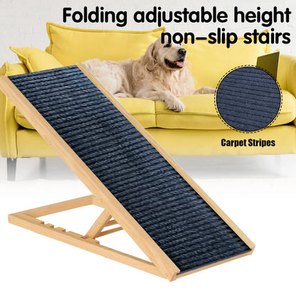 Foldable Pet Ramp Adjustable Height Dogs Stairs for Bed Sofa Car