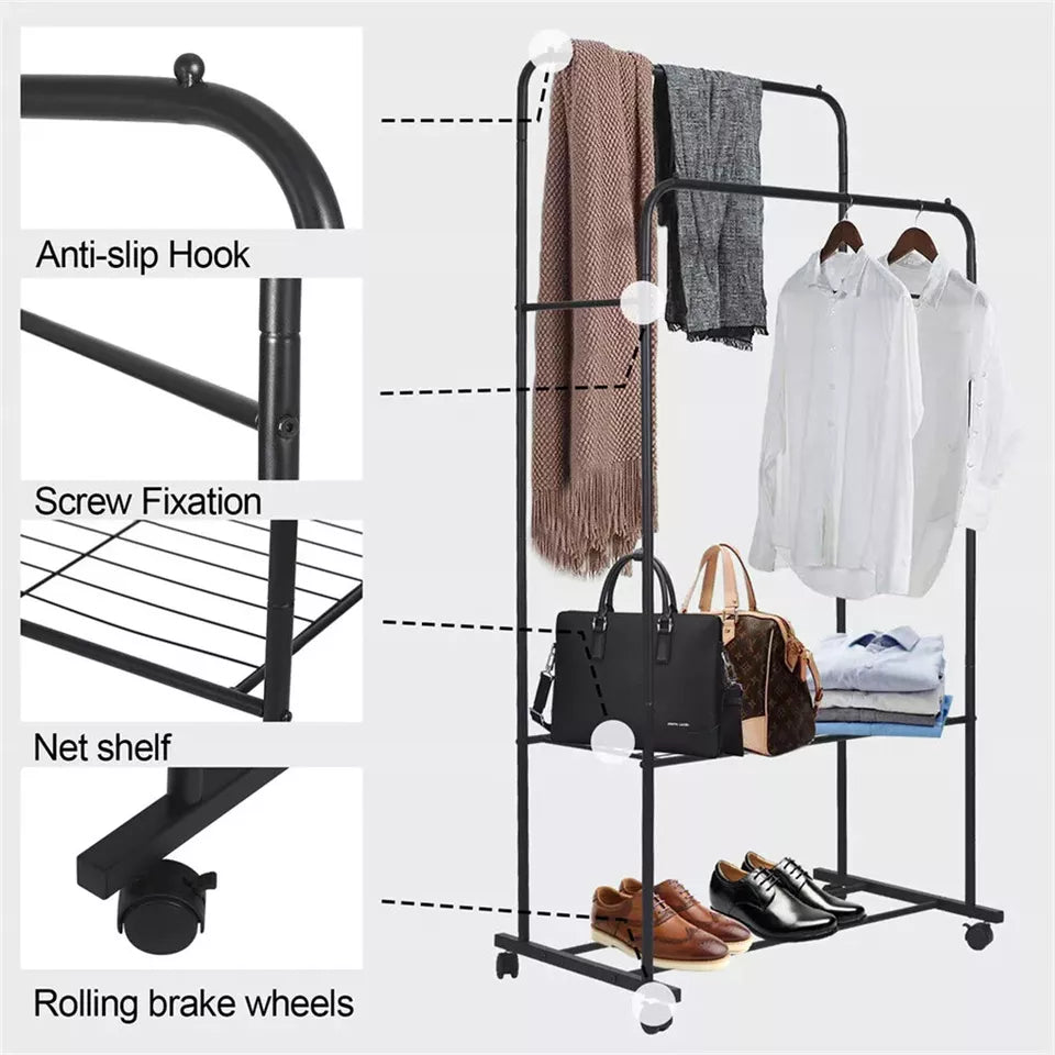 Heavy Thicken Metal Double Clothes Rail