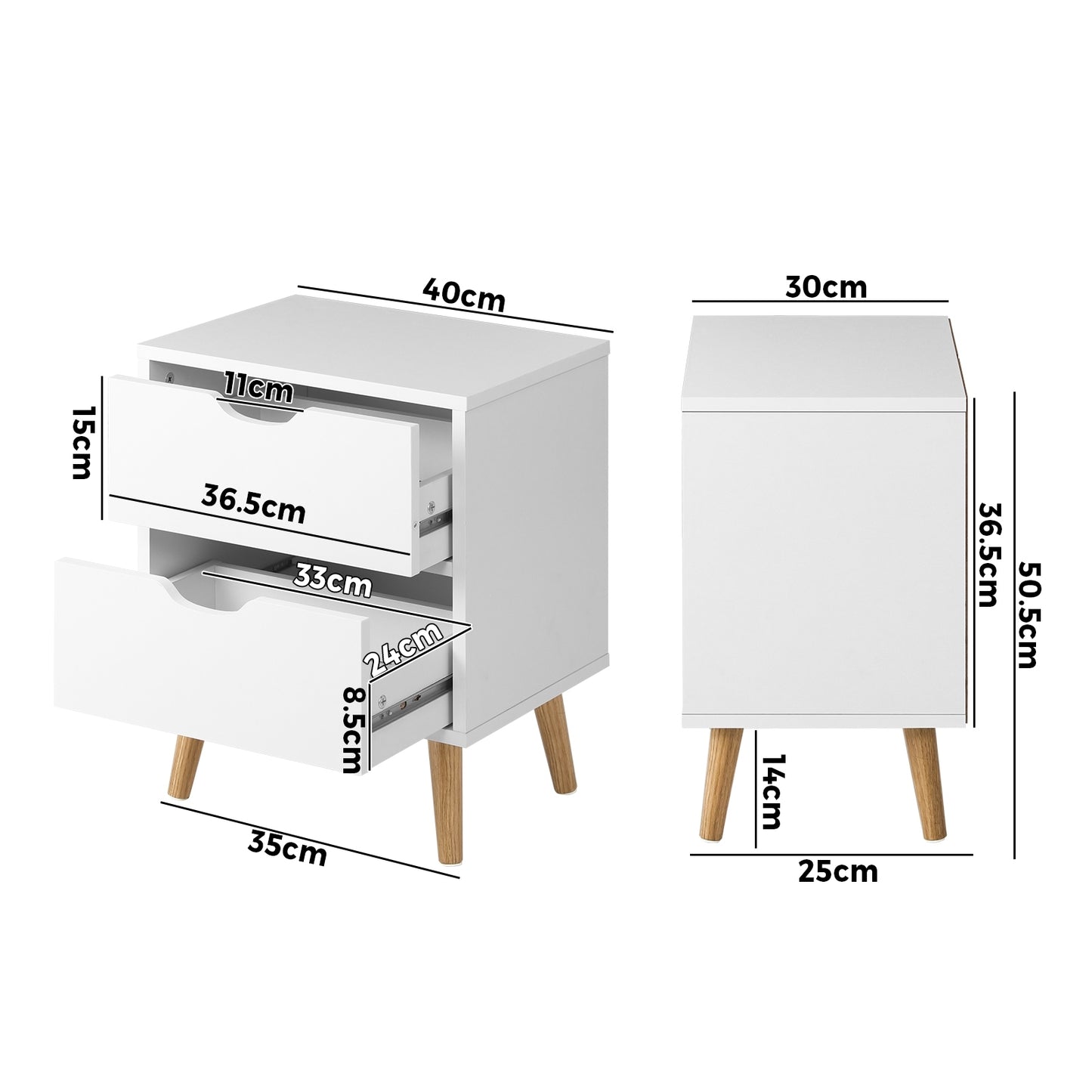 2 Drawers Side Table Bedroom Furniture