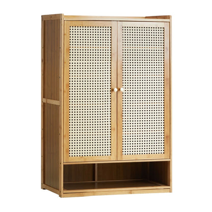 2 Doors Rattan Brown Shoe Storage Cabinet