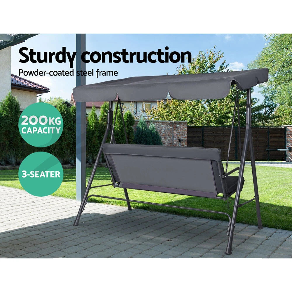 3 Seater Grey Outdoor Swing Chair