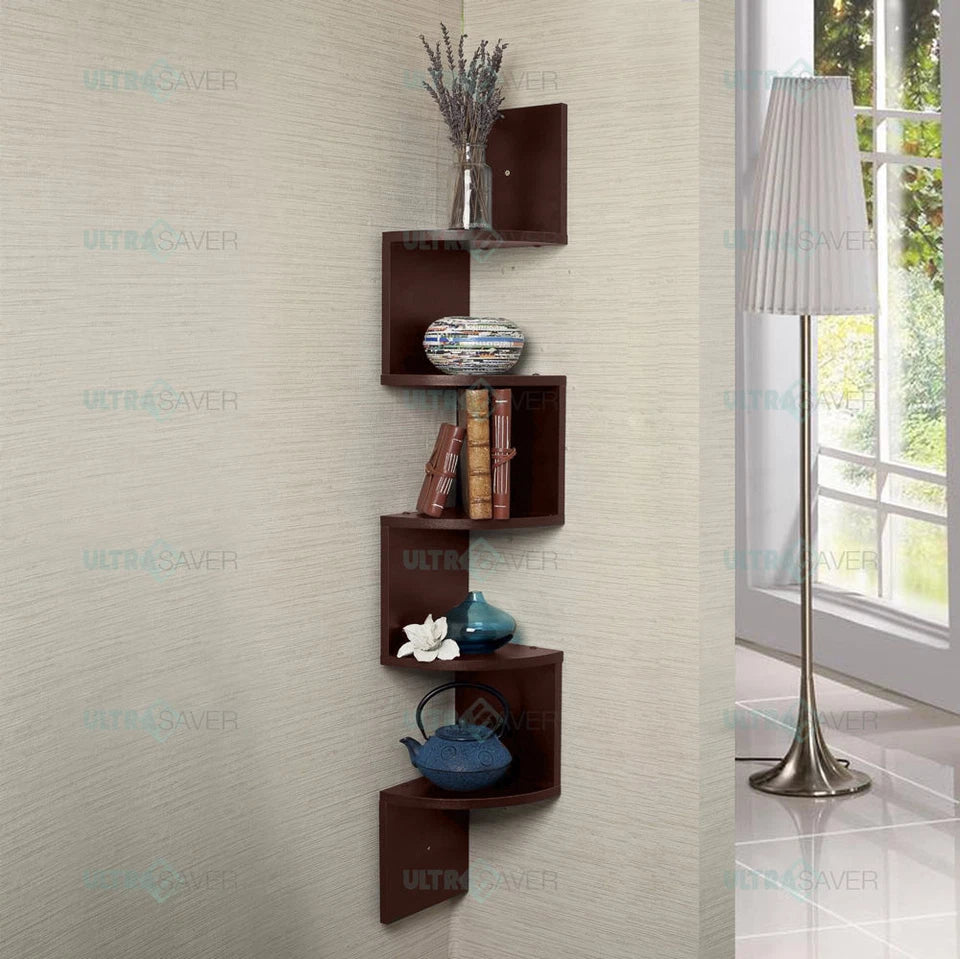 5 Tier Large Corner Shelf Wall Mount Storage Home Display Decor