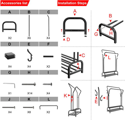 Double Clothes Rail Rack with Shoe Storage Shelf AU