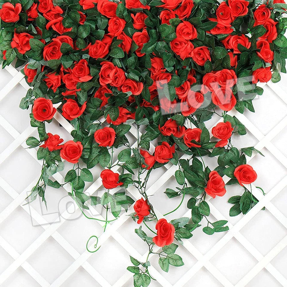 2.4m Artificial Silk Rose Flowers Fake Vine