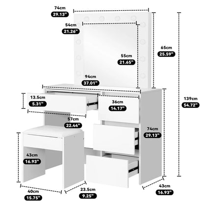 LED Dressing Table Makeup Vanity Set with Mirror