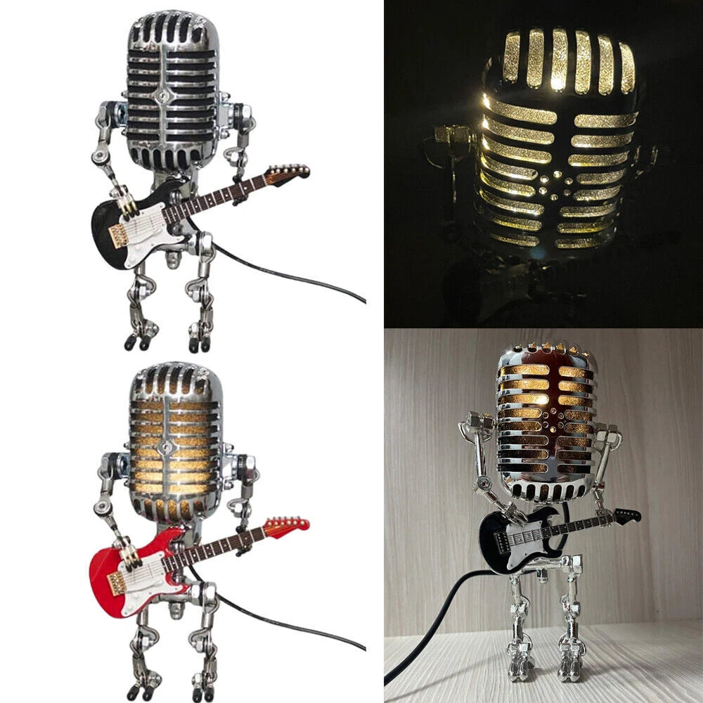 Vintage microphone robot desk lamp