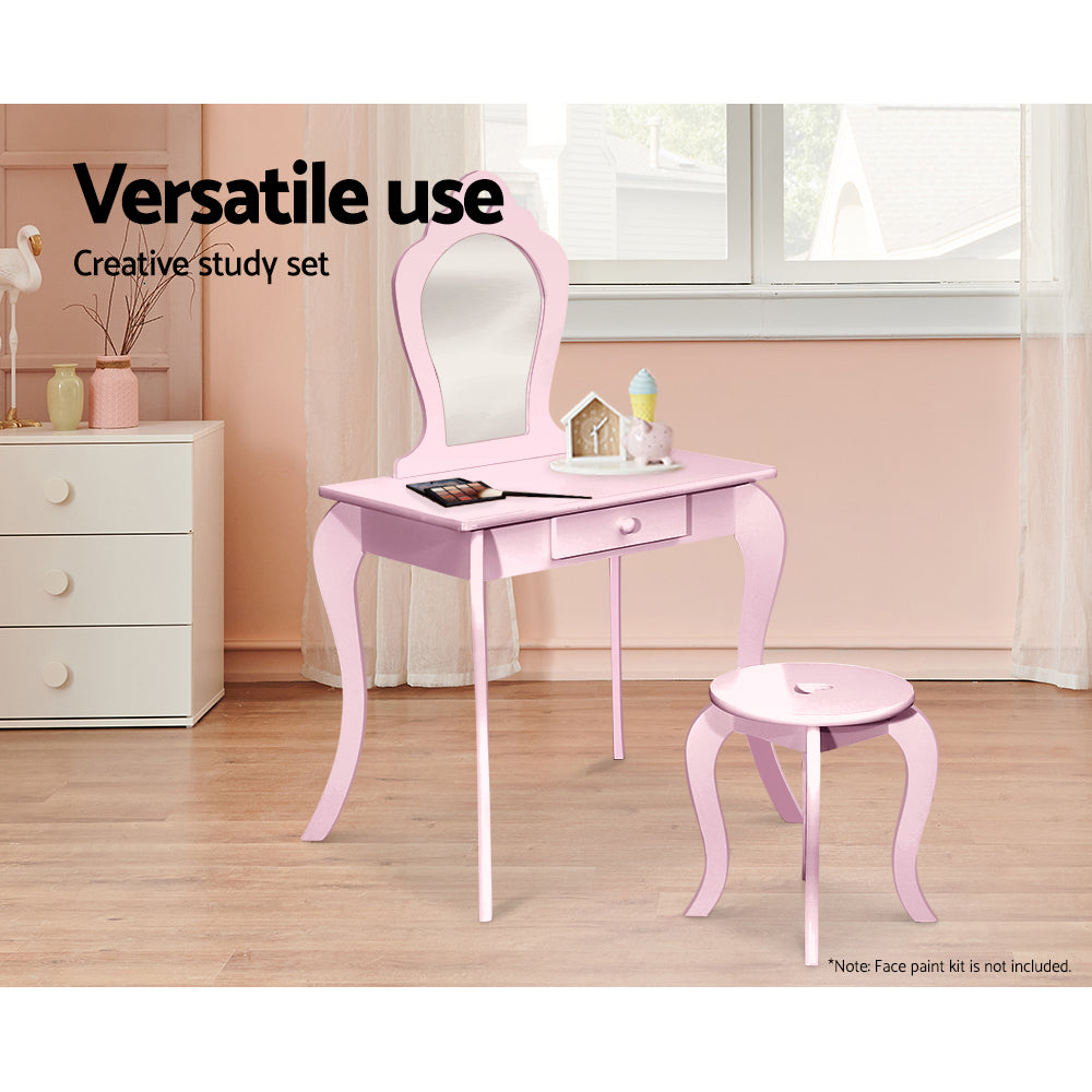 Kids Vanity Dressing Table Stool Set Mirror
