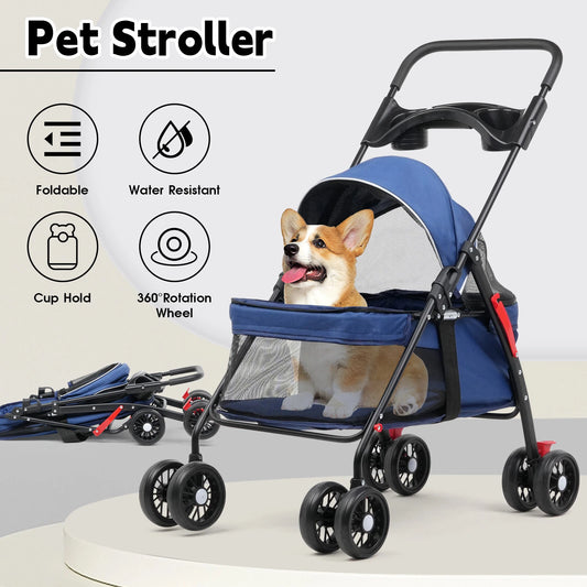 Foldable Pet Stroller Dog Cat Carrier