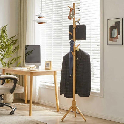 Wood Coat Stand Rack Clothes Hanger Hat Tree