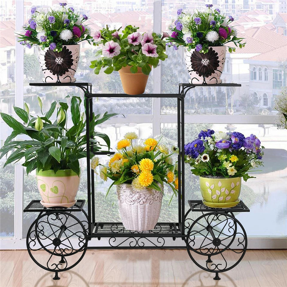 Extra Large Metal Flower Cart Pot Rack Plant Display Stand