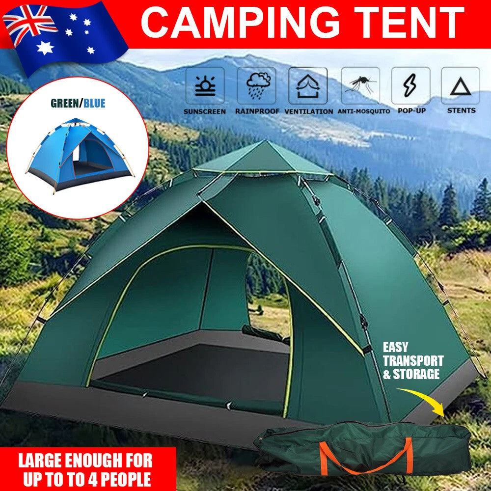 Instant Camping Tent 4 Person Auto Pop up Family Hiking Dome Waterproof Shelter