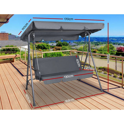 3 Seater Grey Outdoor Swing Chair