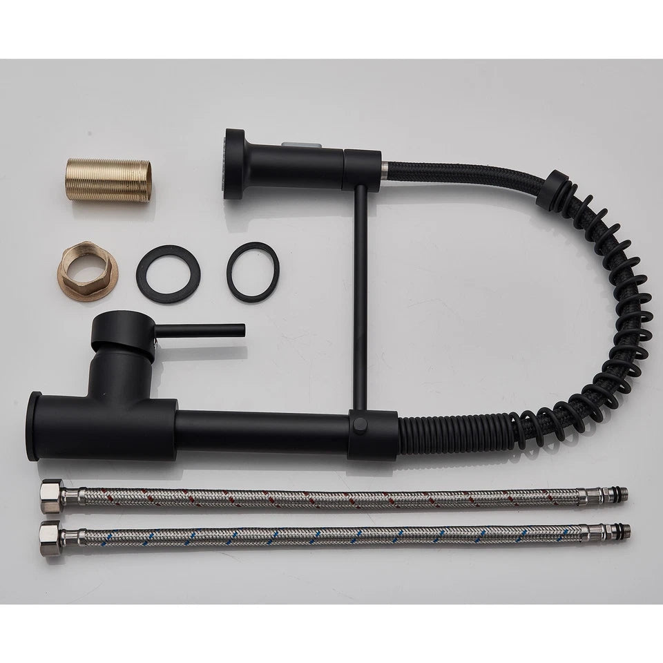 Black Pull Out Sink Taps 360° Swivel Sin