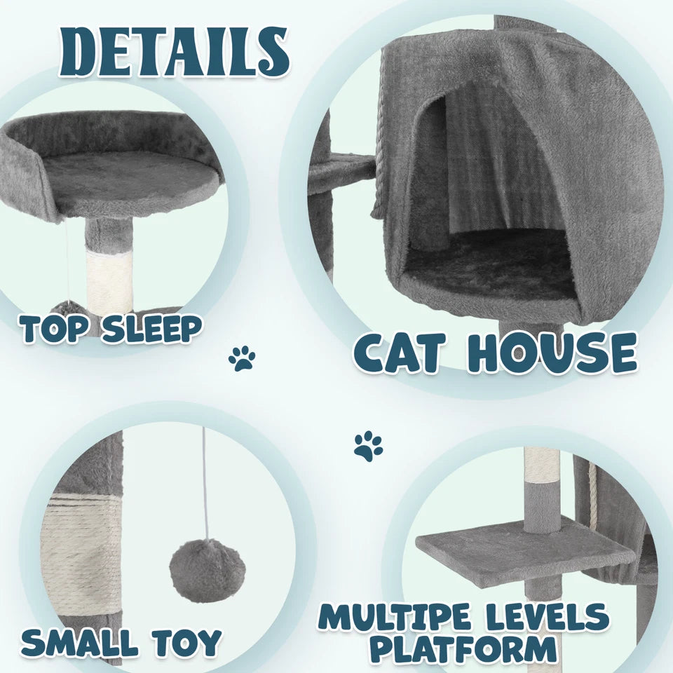 112cm Light Grey Cat Tree Tower