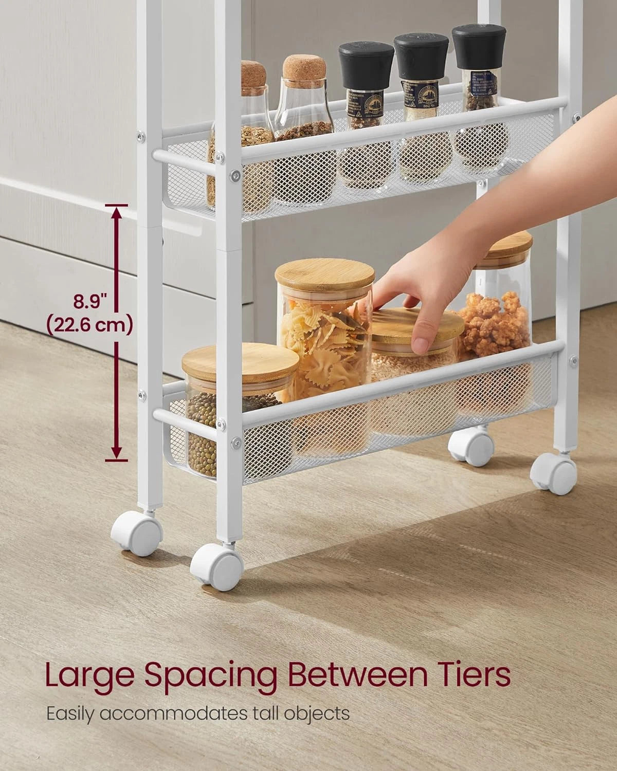 Slim Rolling Cart, 5-Tier Storage Cart, Narrow Cart with Handle