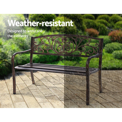 Garden Steel Bench Seat Backyard Chair Bronze