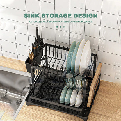 2 Tier Dish Drying Rack Plate Drainer