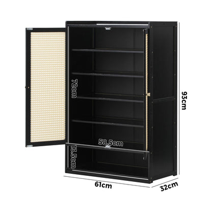 2 Doors Rattan Black Shoe Cabinet