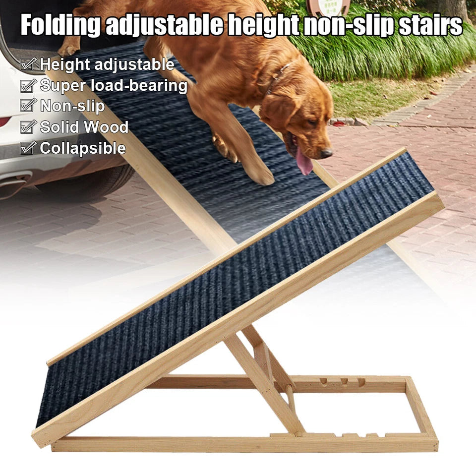 Foldable Pet Ramp Adjustable Height Dogs Stairs for Bed Sofa Car