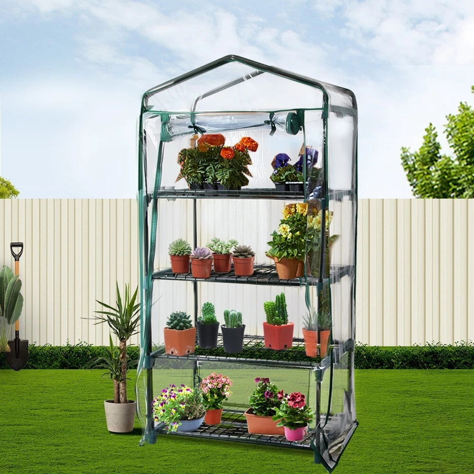 Small Greenhouse Hot House Shade Protect Seedlings Portable PVC Grow House Shelf