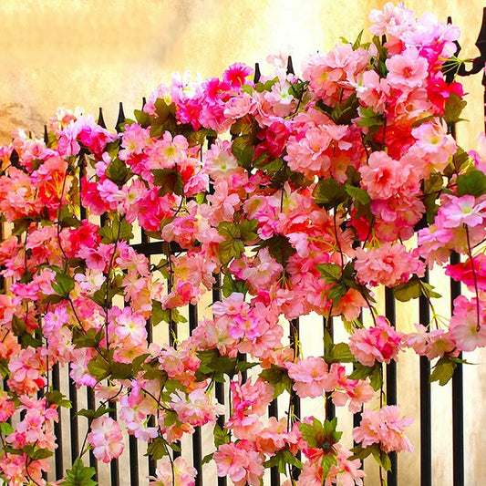 2.1M Artificial Silk Sakura Flowers Fake Vine Ivy