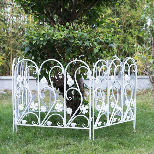 5x Iron White Fence Community Garden Edging Panels