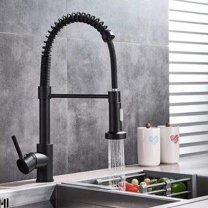 Black Pull Out Sink Taps 360° Swivel Sin