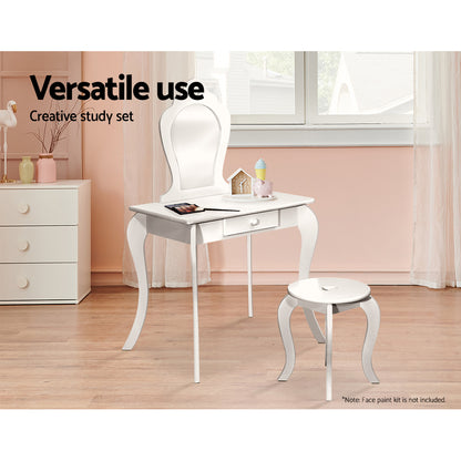 Kids Vanity Dressing Table Stool Set Mirror