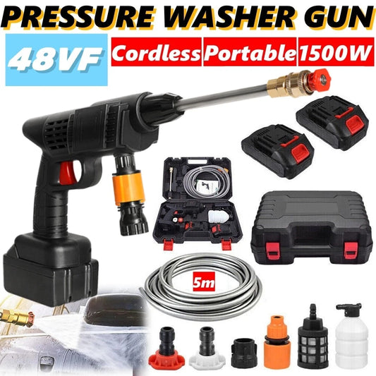 Cordless Electric High Pressure Wash Water Spray Gun Car Cleaner with 2*Battery